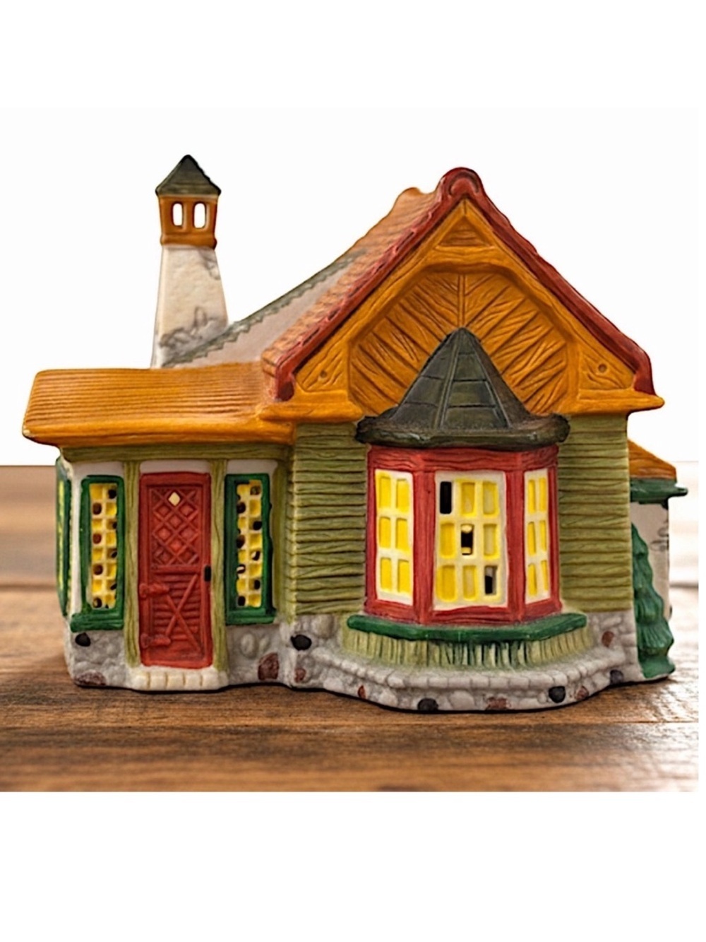 Vintage Holiday Village Illuminated House Porcelain OurTown Series 1992